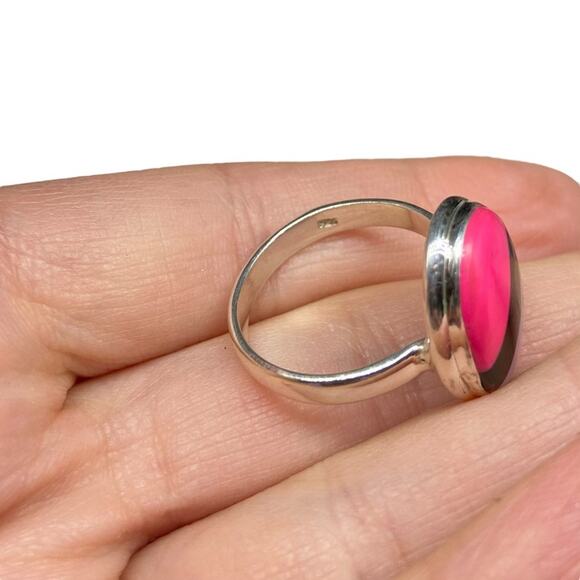 Elegant Silver Ring with Pink and Blue Accents - Picture 9 of 11